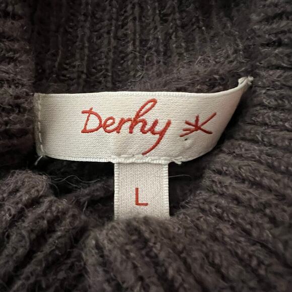 Derhy Funnel Neck Sweater Wool Mohair Mix Brown Size Large - Picture 5 of 6